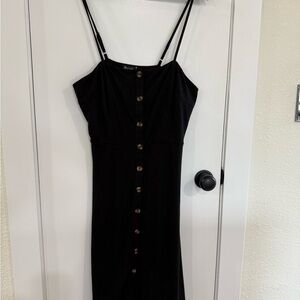 Berydress Black Midi Dress with Button Detail